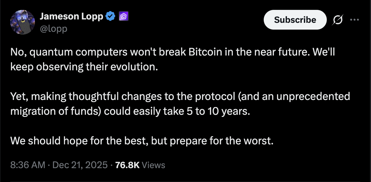 比特幣核心、量子計算、比特幣採用