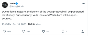 Veda协议无限期推迟:Ordinals“漏洞”风波引发比特币社区争议