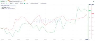 Bitcoin (BTC) Whale Wallet Balances vs. Price