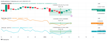 Shiba Inu (SHIB) Price vs. Dogecoin (DOGE) vs. PEPE, Jan. 2024 