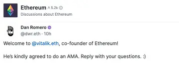 Vitalik最新AMA：爱听张韶涵；想打乒乓球；忧心气候变化……