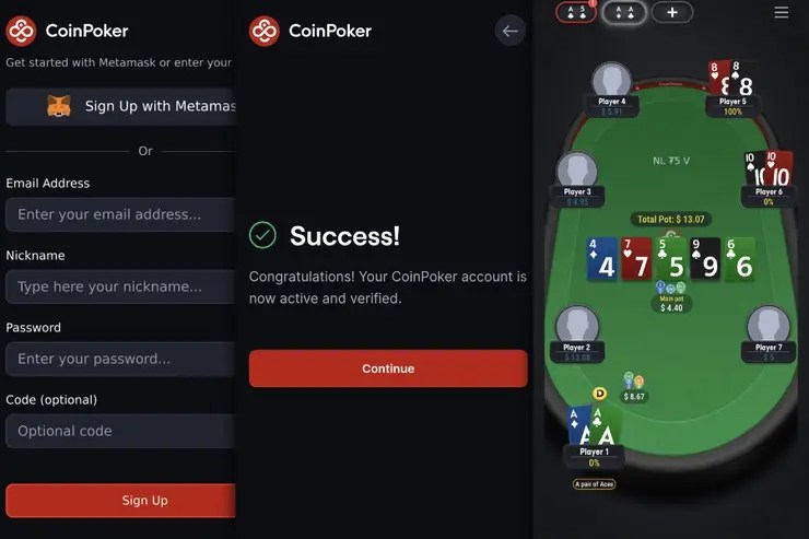 CoinPoker registrácia poker online