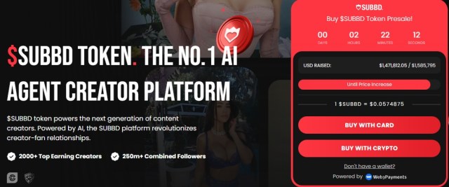 SUBBD Token's presale numbers.