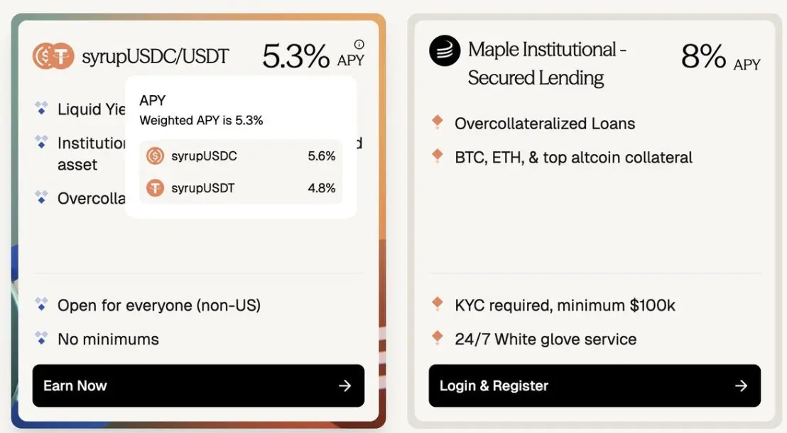 Aave ~3.5% vs Maple ~8%
