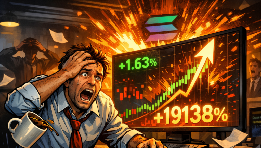 Trader panics in the face of a sudden reversal in Solana