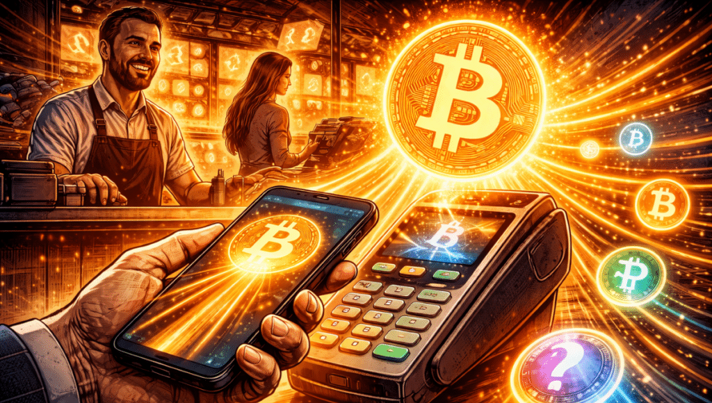 A payment terminal captures a Bitcoin light stream thicker than other crypto streams.