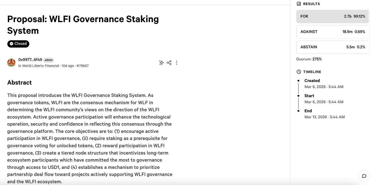 WLFI項目重塑治理