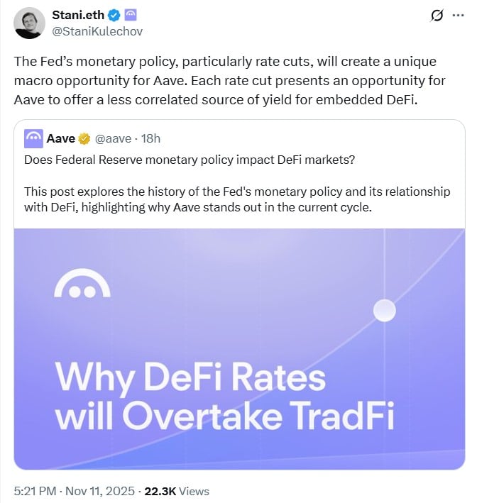 Aave金利引き下げの相関