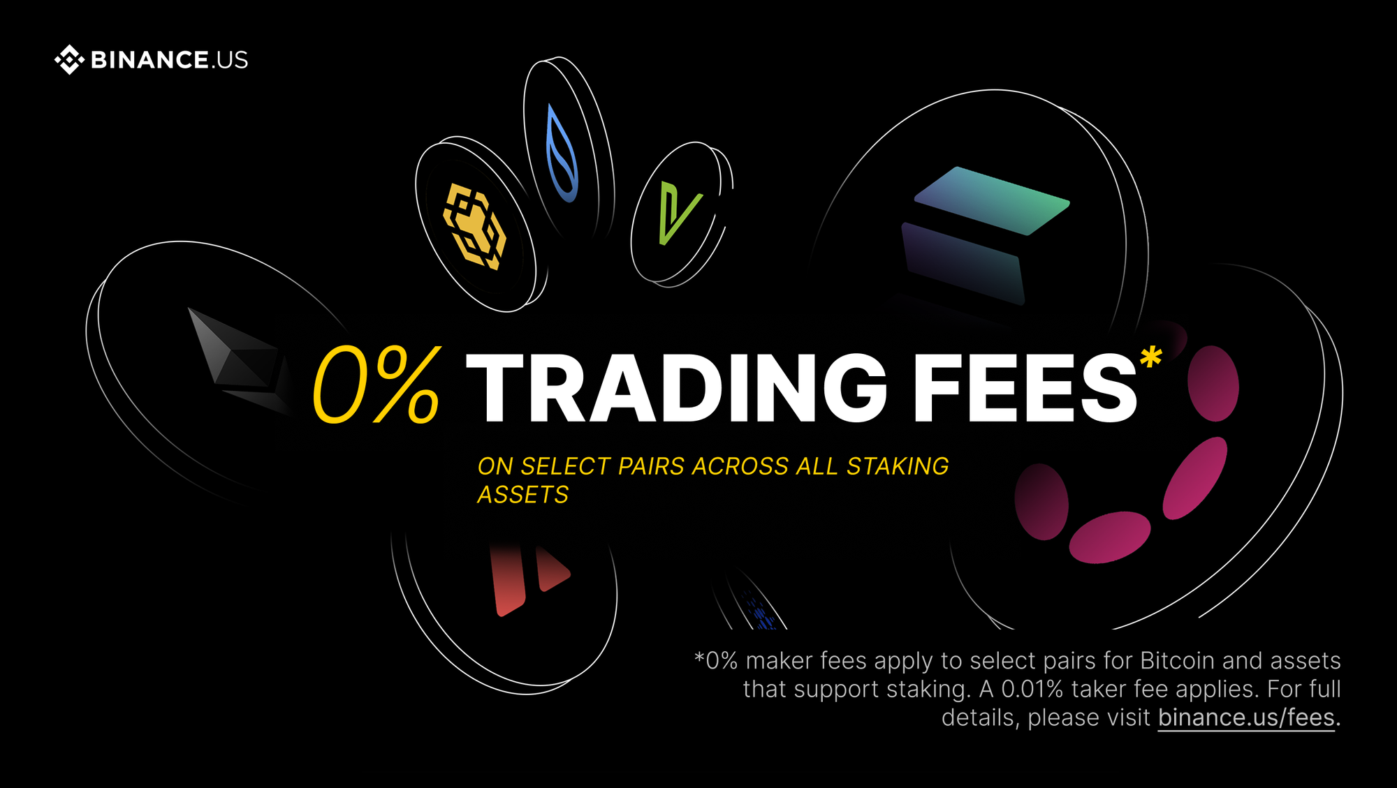 Introducing 0% trading fees on select pairs for Ethereum, Solana, and 20+ staking assets