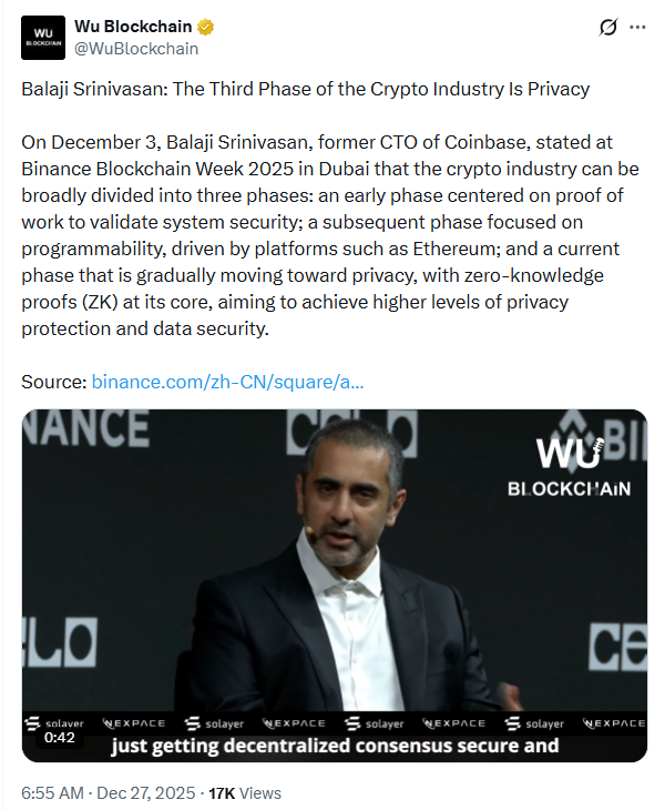 Balaji Srinivasan cho rằng tiền điện tử đang bước vào kỷ nguyên bảo mật khi ZK trở thành tâm điểm chú ý