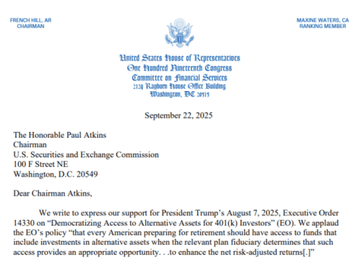 米国議会議員がSECのアトキンス委員長に宛てた書簡の一部