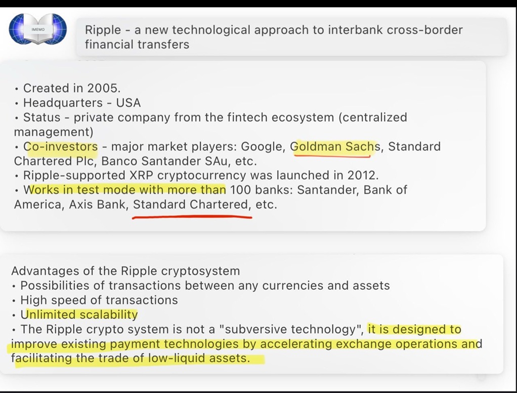 Ripple Link to Goldman Sachs