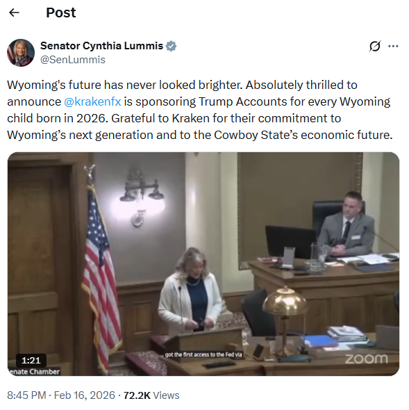 Kraken tham gia chiến dịch quảng bá tài khoản của Trump tại Wyoming
