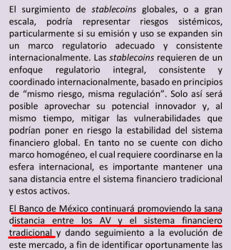 Una captura del informe publicado por el Banco de México en el que menciona a las criptomonedas.