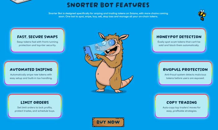 Solanaトレーダー向けのSnorter Tokenのテレグラムボット。(https://img-cdn.gateio.im/social/moments-d520543484fab8f7646256ef267459a9)SnorterのTelegramボットを使えば、ホルダーはクジラたちに遅れをとることはありません。この新しいSolanaトレーダーのコミュニティは、ゲームを出し抜くことができるかもしれません。## Snorter Token ($SNORT) — 日常のトレーダーにとってのクジラの利点スノータートークン ($SNORT) は、小売業者のための新しいTelegramボットへのゲートウェイです。史上最も高速なブロックチェーンの1つに基づいて構築されたSnorterボットは、サブセカンドの低コスト取引を提供できます。また、Telegramをフルスタックの取引スイートに変換し、自動スワップ、スナイプ、ストップロス、コピートレード、およびポートフォリオトラッキングをチャットインターフェースを通じて直接行うことができます。今、10個の異なるタブや使いにくいインターフェースを切り替えることなく、チャットアプリから即座に取引ができるようになりました。そして、ボットは高度なデータ分析を使用して、流動性が発生した瞬間に有望なトークンを早期に見つけます。プレセールの投資家たちは、これほどのユーティリティを持つミームコインを見ることにすでに興奮しており、ICOはリスト開始までわずか数時間で570万ドルを超えています。![小売取引を再定義するSnorter Bot機能