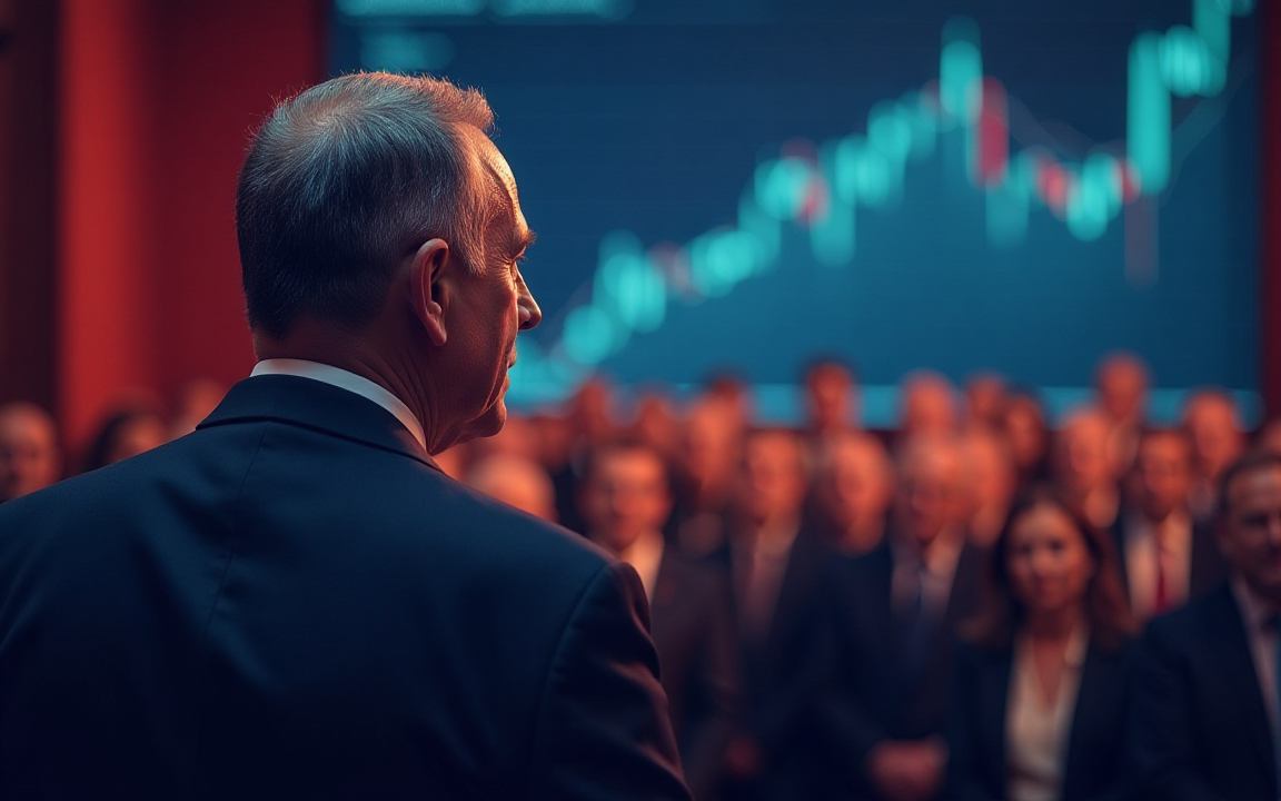 政治家が群衆に話している