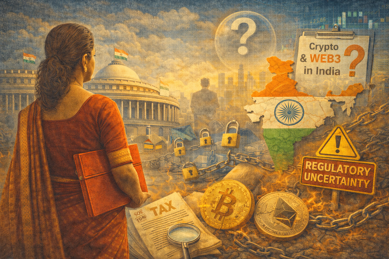AI generated image for Indian budget and crypto