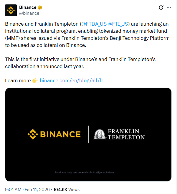 Binance và Franklin Templeton ra mắt sản phẩm token hóa BENJI mới
