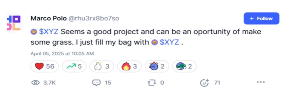 $XYZの強気ムード