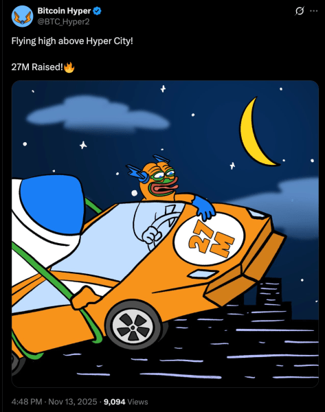 ビットコインのハイパーレイジングがXに27Mの投稿
