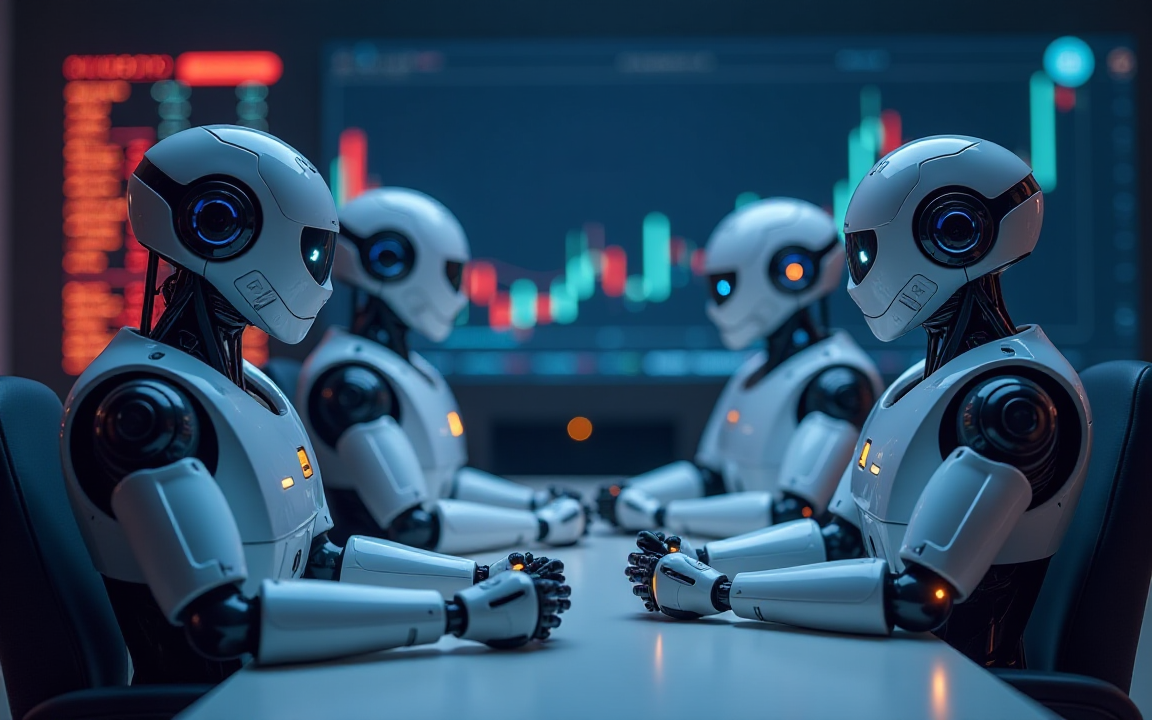 4 ロボットがテーブルに座っている