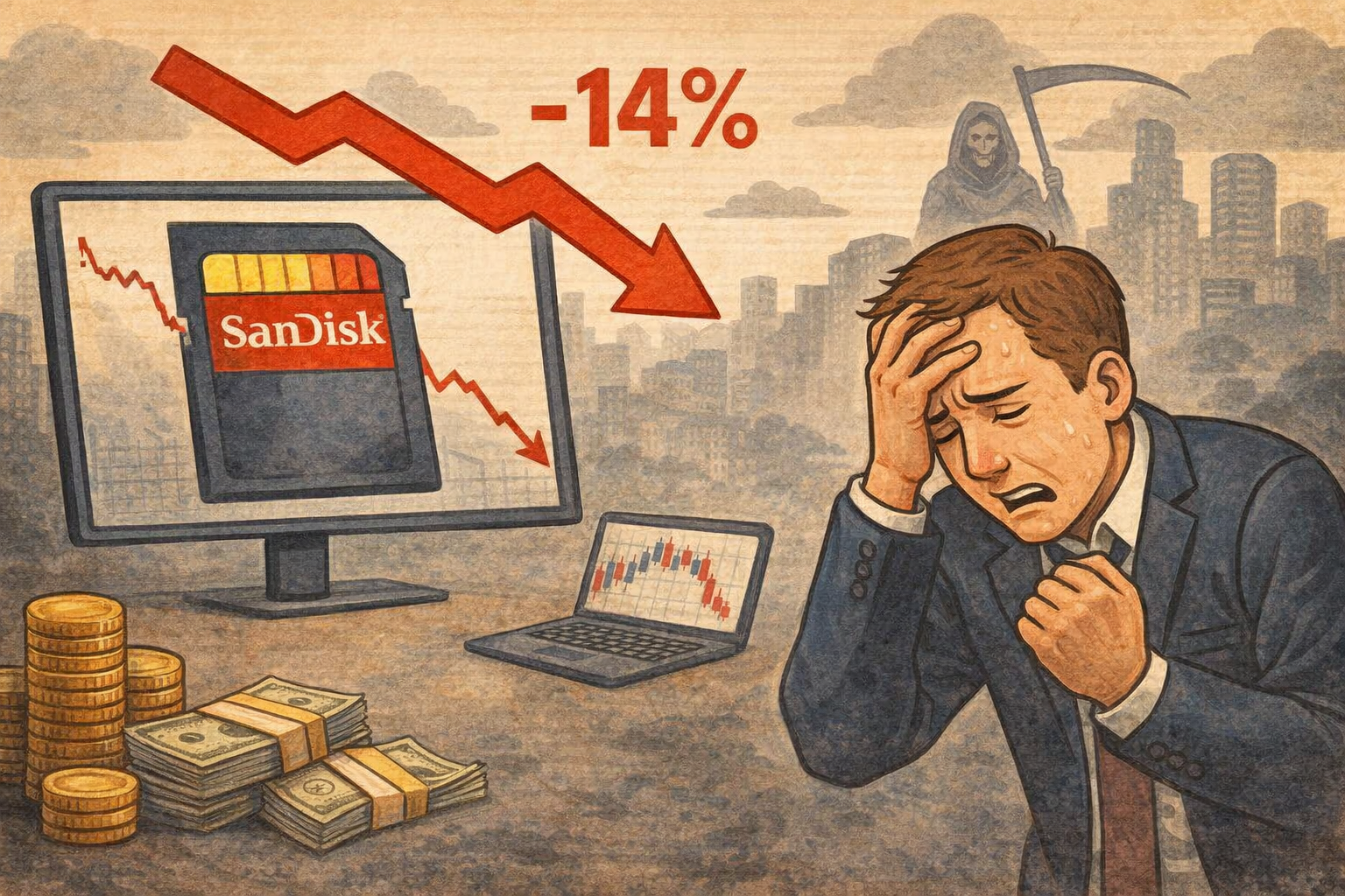 سهم SanDisk ينخفض 14%، ويقرّ المستثمرون بأنهم أخطؤوا في الحكم بشأن المراهنة على الهبوط