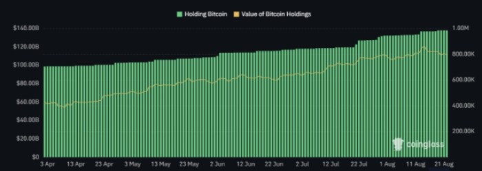 公開企業のビットコイン保有.