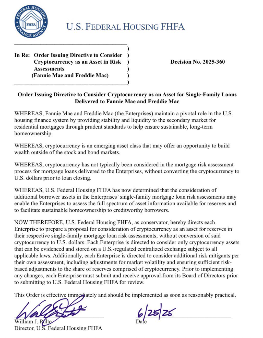 加密资产首次纳入美国房贷评估,背后推手竟是位比特币早期支持者