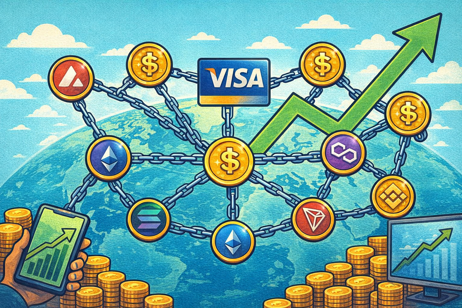 Visa がステーブルコインの試験導入を 9 つのブロックチェーンに拡大、Q2 の純収益は 112 億ドルで前年比 17% 増