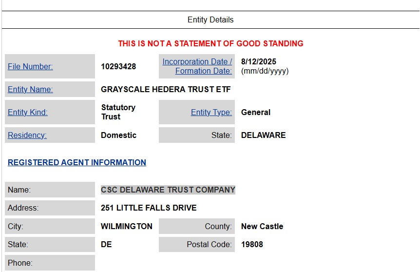Hedera (HBAR) ETF 登録