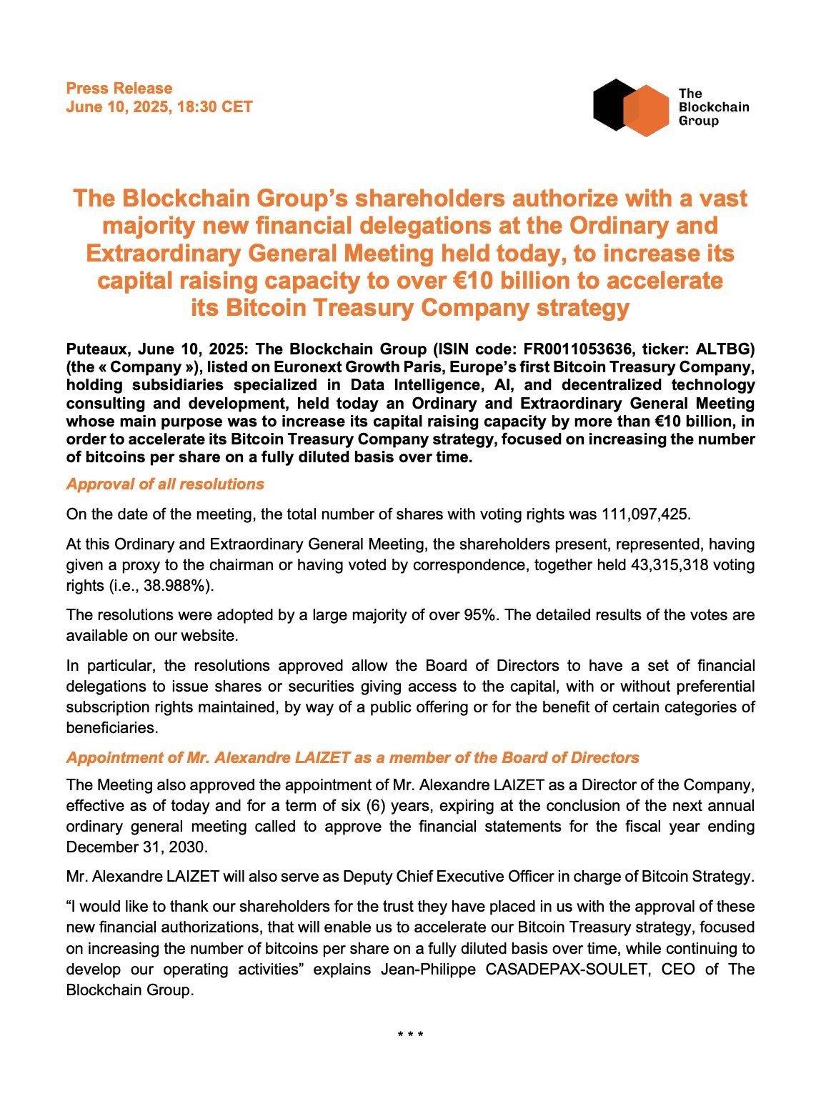 法国版微策略?The Blockchain Group豪言壮志要筹资百亿欧元成立比特币财库