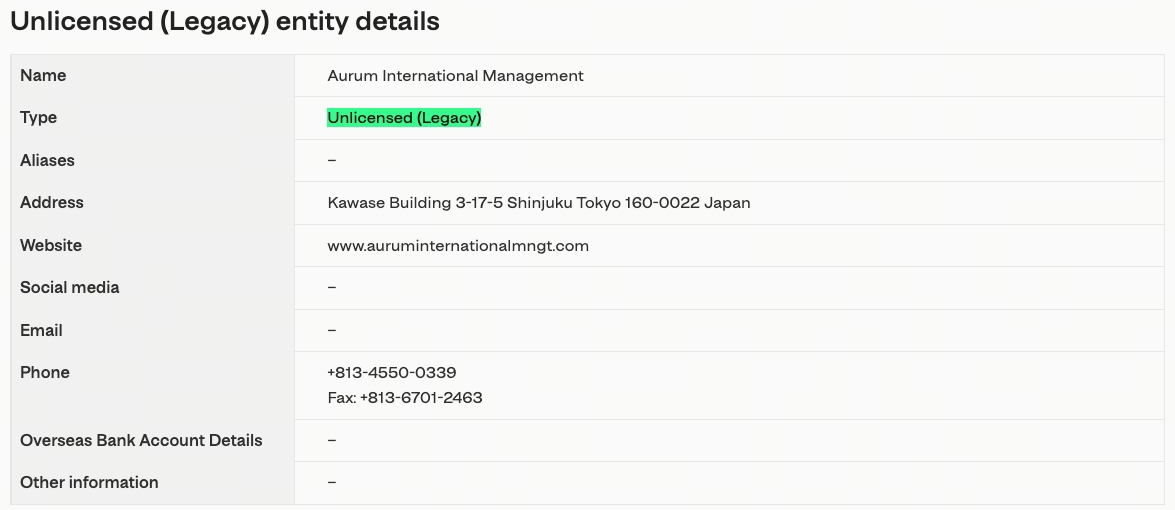 澳洲將Aurum國際管理列入禁止交易公司名單