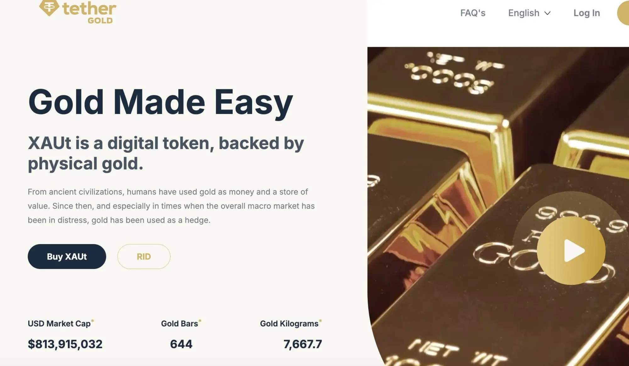 除了USDT外,Tether80吨黄金支撑XAUT代币