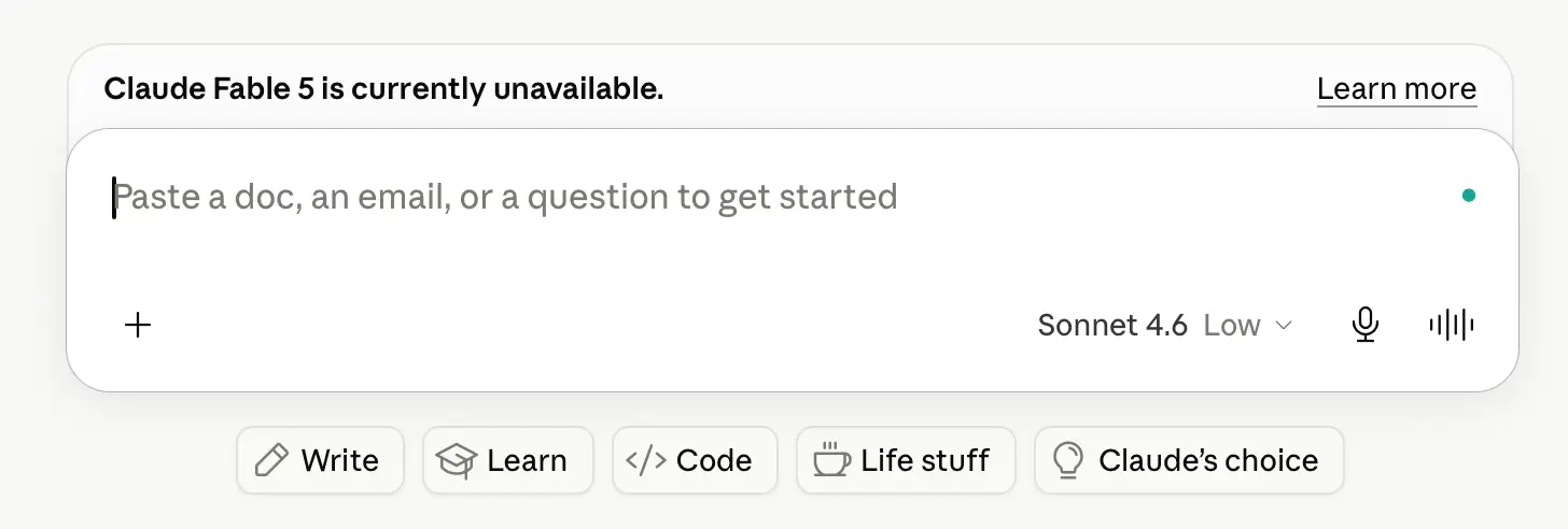 Screenshot of Claude's context window.