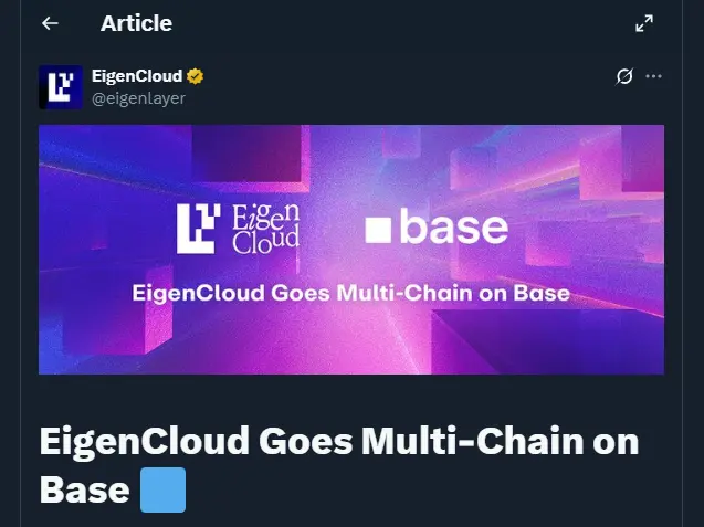 Tweet by eigenlayer