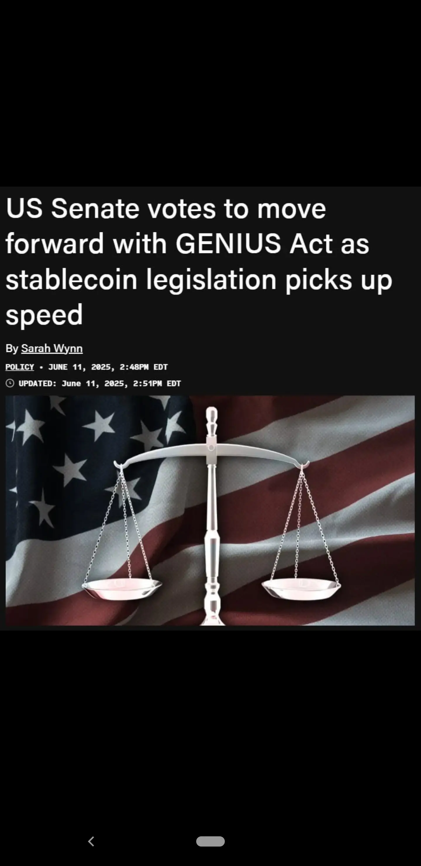 美国参议院批准推进稳定币法案参议院投票支持继续推进GENIUS法案，该法案旨在监管稳定币。 这个程｜Rorhiam发布于Gate 广场