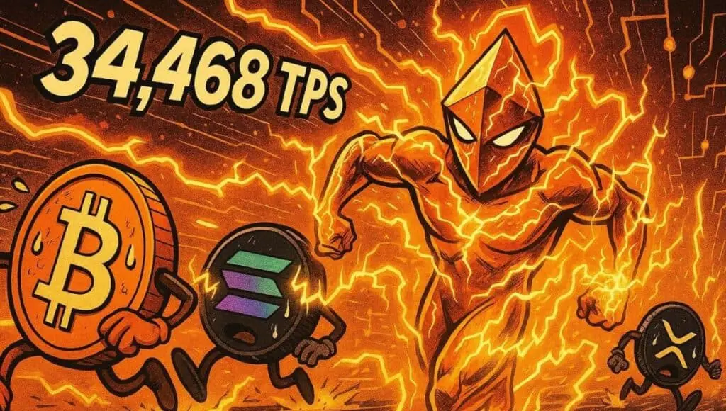 An ultra-fast Ethereum that shatters the record of 34,468 crypto transactions per second, and in the process overwhelms Bitcoin, Solana and XRP.