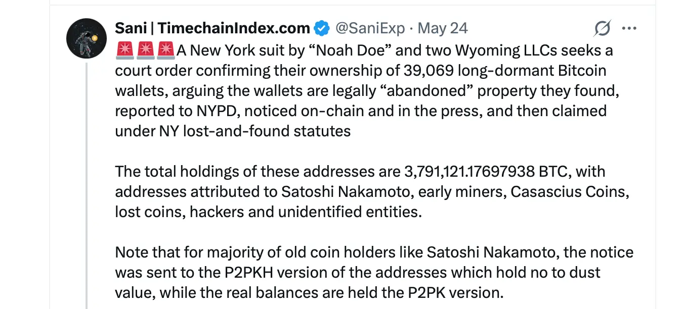 Sani X post on May 28.