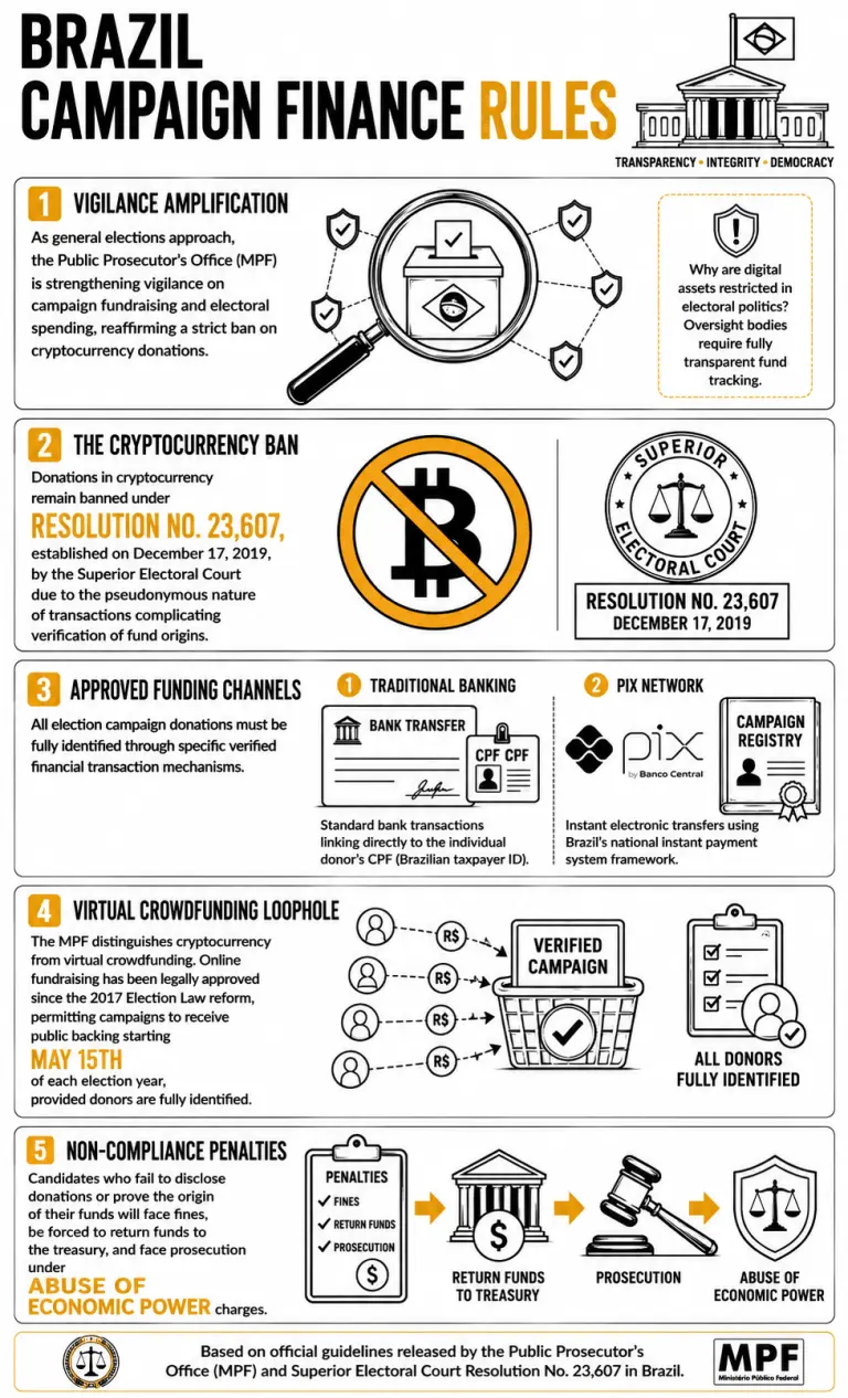 Infographic on Brazil's ban on crypto campaign donations