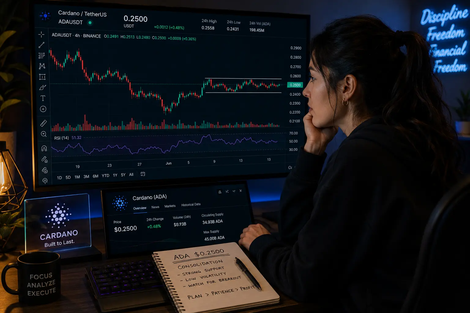 Cardano continues to consolidate around $0.2500