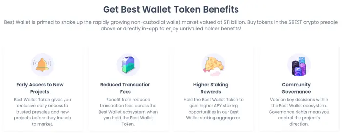 Benefícios para detentores do Best Wallet Token.
