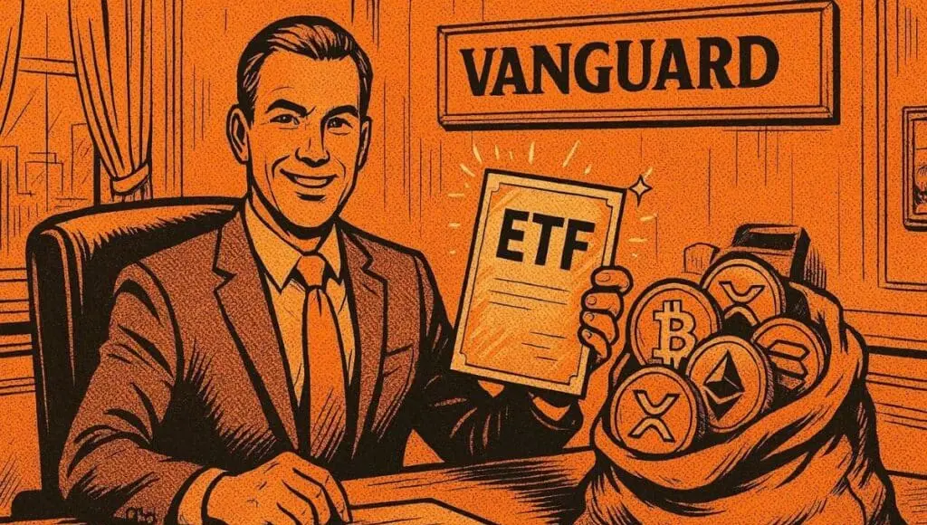 先锋集团首席执行官桌上放着一份ETF和加密货币批准文件。