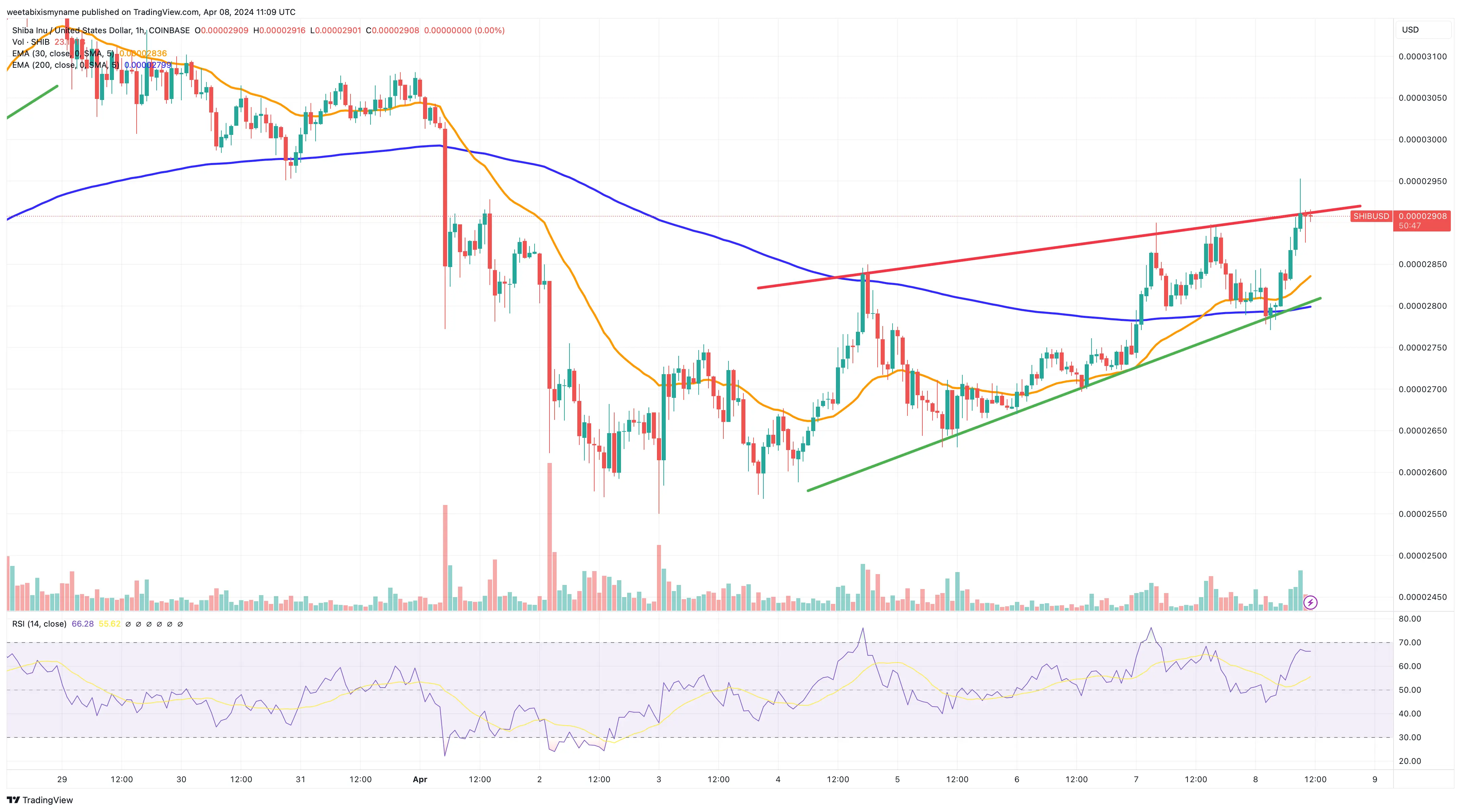 Shiba Inu price chart.