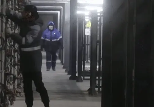 Workers at a BitRiver Bitcoin mining data center in Siberia, Russia.