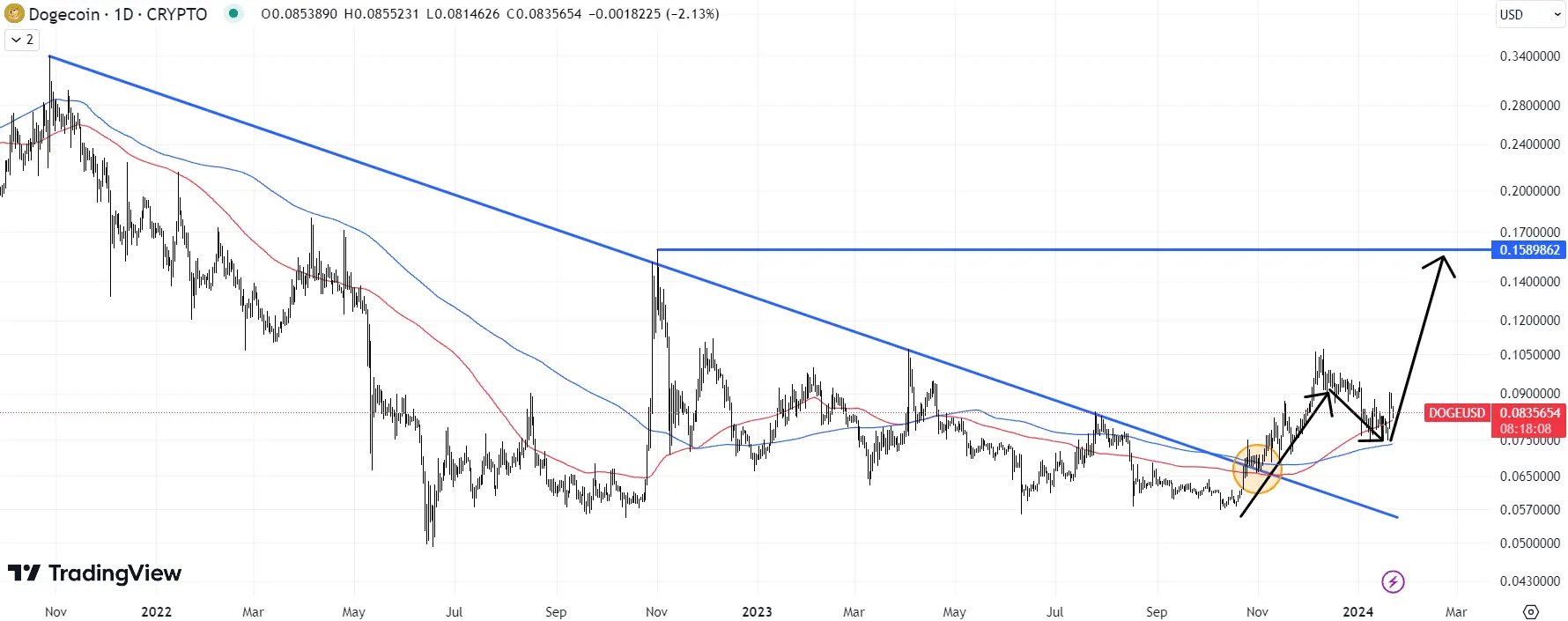Dogecoin (DOGE) Price Chart / Source: TradingView