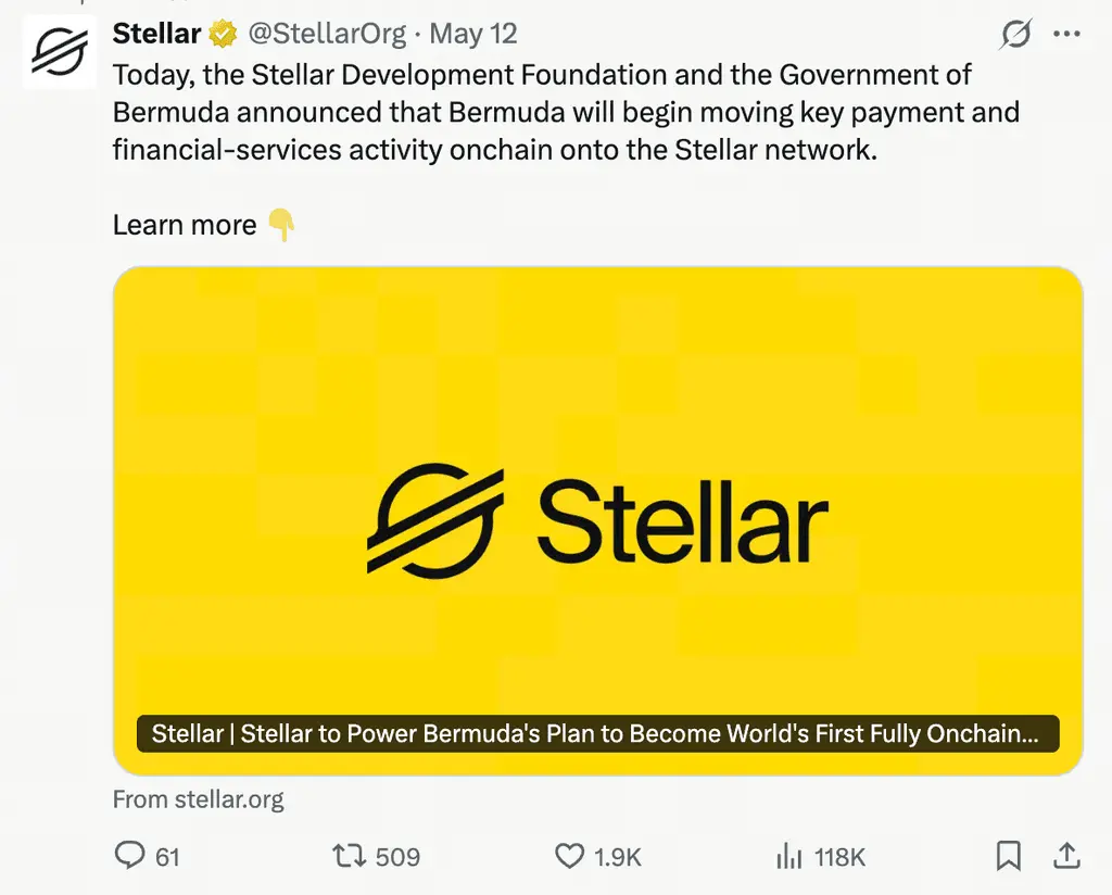 Stellar近期推进百慕大全链上经济计划