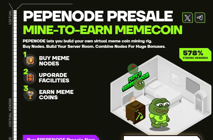 PepeNode presale, koin meme mine-to-earn pertama.