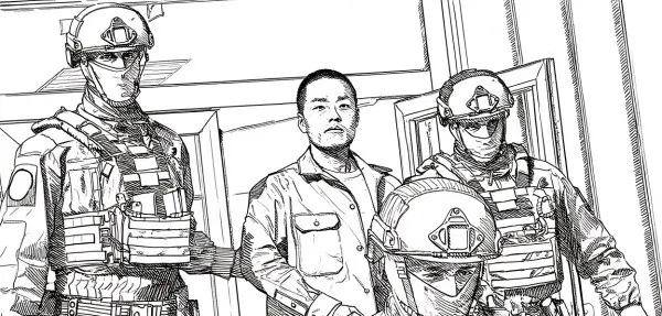 몬테네그로 사법 당국에 호송되는 권도형을 형상화한 가상 이미지