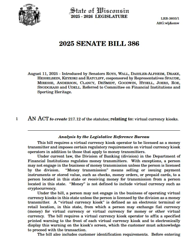 Los senadores de Wisconsin presentan un proyecto de ley adicional para limitar los fraudes de ATM de criptomonedas