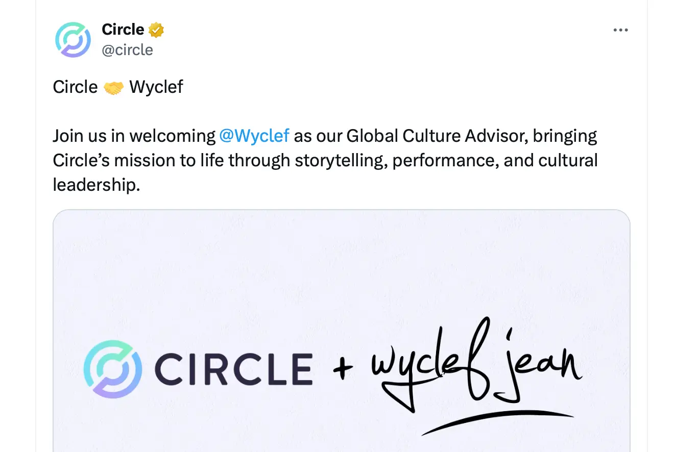 De Fugees à Fintech : Wyclef Jean rejoint Circle pour explorer les paiements en stablecoin à travers lart